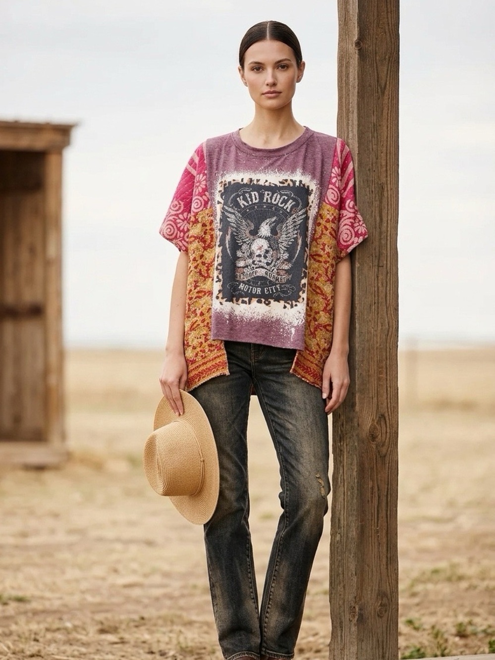 Handcrafted Upcycled Kid Rock Kantha Tunic NWT One Size